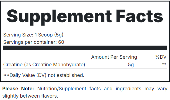 CREATINE MONOHYDRATE (300gr / 60 Serv.)