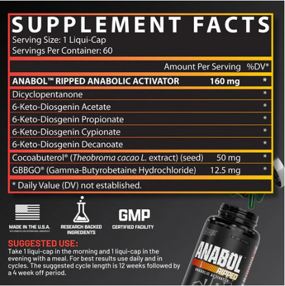 ABOL RIPPED Anabolic Muscle Builder & Shred Complex (60 Caps)